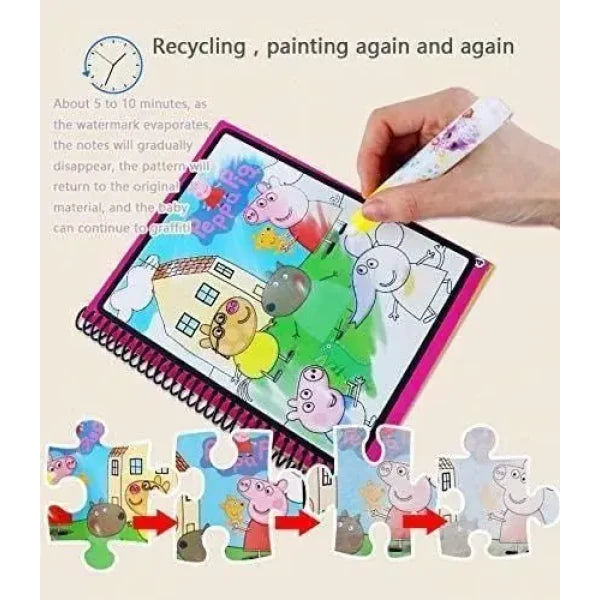 Reusable Magic Water Quick Dry Book Water Coloring Book Doodle with Magic Pen Painting Board for Children Education Drawing Pad (Multi Color, 4 Books)