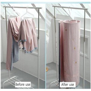 Scale Round Bed Sheet Drying Rack Laundry Hanger for Bed Sheet, Blanket, Mattress, and Towel, White, Iron (CLS-201238604)