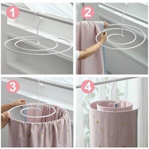 Scale Round Bed Sheet Drying Rack Laundry Hanger for Bed Sheet, Blanket, Mattress, and Towel, White, Iron (CLS-201238604)