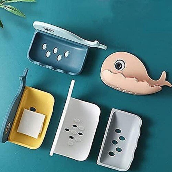 Fish-Shape Self Draining Soap Dish Holder (Pack of 2) (CLS-2389576)