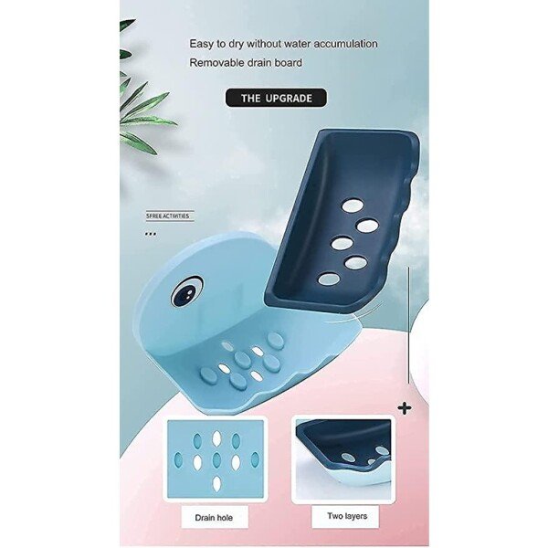Fish-Shape Self Draining Soap Dish Holder (Pack of 2) (CLS-2389576)
