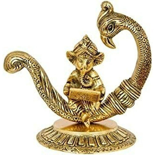 New Moon Style Peacock and Ganesha Idol Working on Laptop Showpiece (CS-1636275)