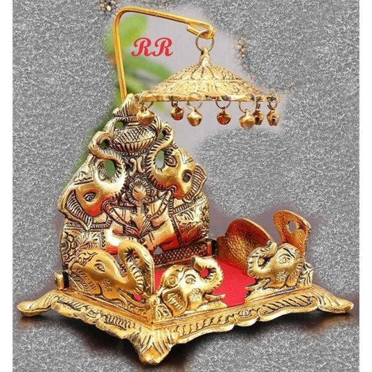 Oxide Metal Laddu Gopal Singhasan Showpiece for Pooja Chowki for Home Temple and Office (CS-2361798)