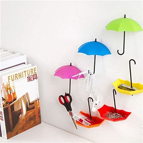 Plastic Umbrella Key Holder, Wall Hanging Hook – Set of 3 (11x3x6cm, Multicolour) (CLS-60864661)