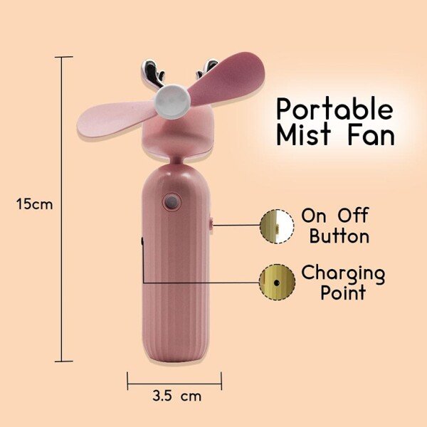Portable Mini Humidifier Rechargeable Mist Spray Fan (Pack of 1) (Pink) (CLS-2389677)
