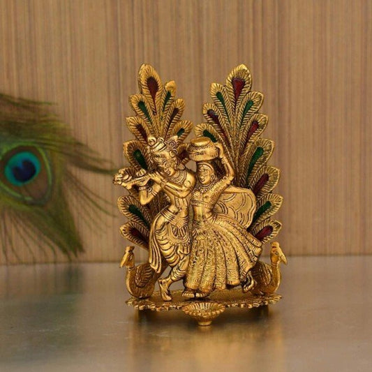 Radha Krishna Idol Statue with Diya Showpiece (CS-1636264)