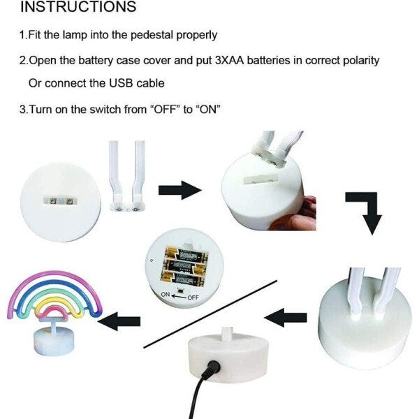 Rainbow Neon Night LED Lamp Table Bedside LED Lamp for Bedroom (CS-2391476)