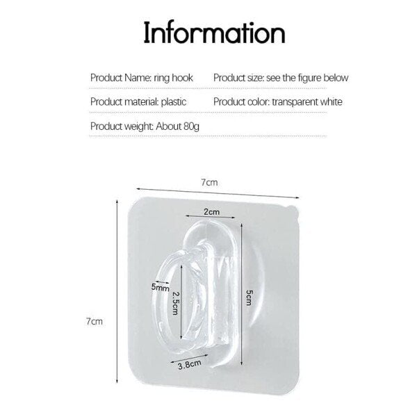 Ring Hook Multi-Functional Adhesive Hook Sticker, Pack of 10 (CLS-156671631)