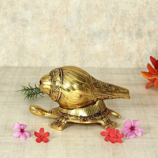 Sankha Tortoise Beautiful Gold Polish Showpiece (CS-2377448)