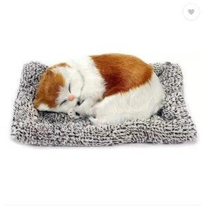 Sleeping Soft Showpiece Realistic Cat Figurine Activated Organic Carbon Decorative- 11 cm (Fiber, Brown) (CLS-2389094)