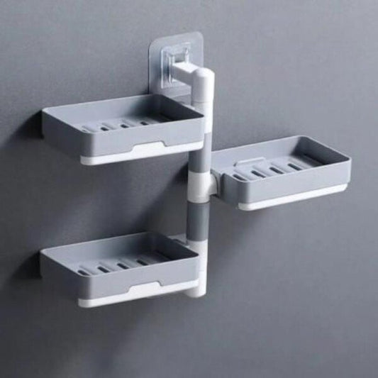Soap Dish Holder – Wall Mounted Rotatable Self-Adhesive 3 Layer Soap Dish Holder for Bathroom Shower and Kitchen (CS-2087492)