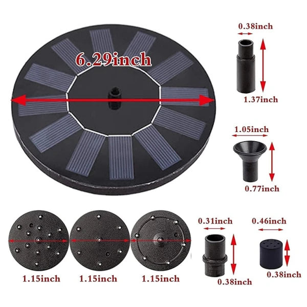 Solar Power Floating Water Pump for Pool Pond Garden and Patio Plants Round 7V 1.4W (Black) for Garden Décor (CLS-2389429)