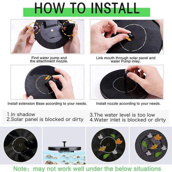 Solar Power Floating Water Pump for Pool Pond Garden and Patio Plants Round 7V 1.4W (Black) for Garden Décor (CLS-2389429)