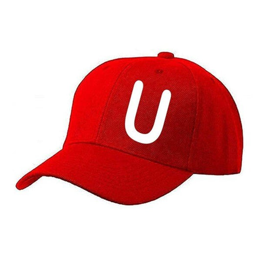 Unisex Plain R Printed Cotton Cap – Red (KK-2217169)