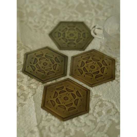 Buy Antique Gold Brass Hand Crafted Coaster & Trivet