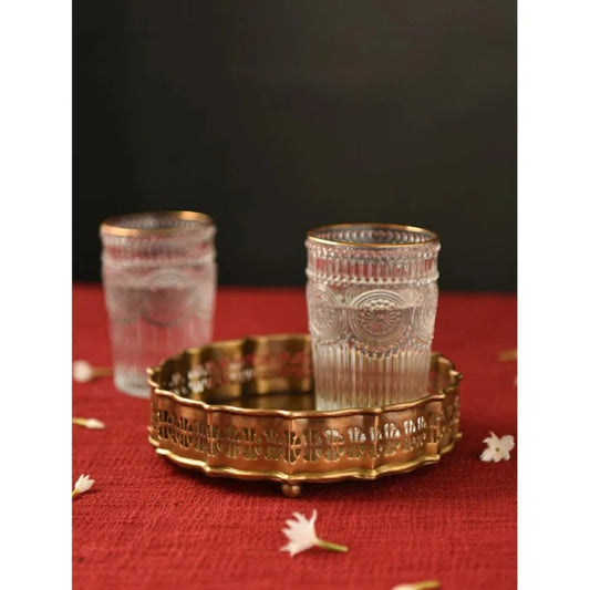 Buy Antique Gold Hand Crafted Brass Tray/Platter