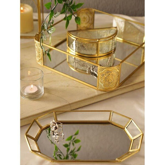 Buy Antique Gold Glass Beaten Tray/Platter