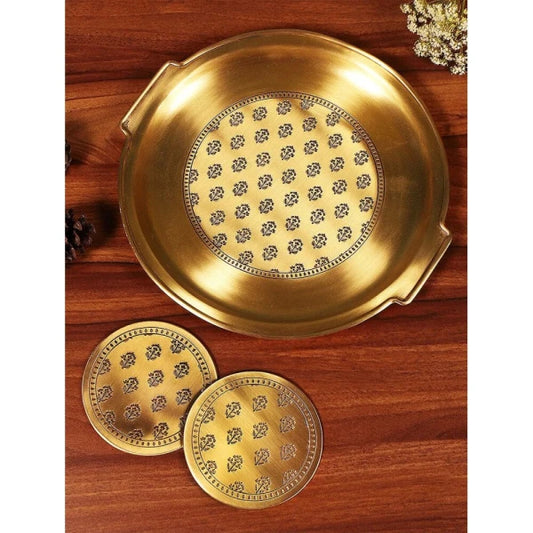 Buy Antique Gold Hand Crafted Brass Tray/Platter