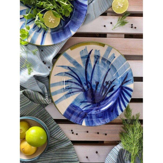 Buy Blue Ceramic Round Hand Crafted Serveware Plates