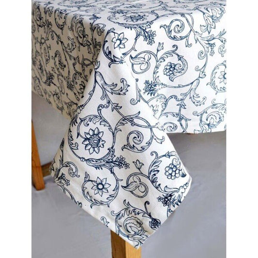 Buy Blue Cotton Rectangle Printed Table Cloth