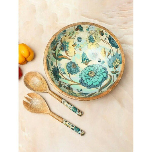 Buy Blue Enamel Mango Wood Cutlery