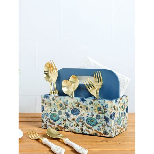 Buy Blue Hand Crafted Mango Wood Printed Kitchenware