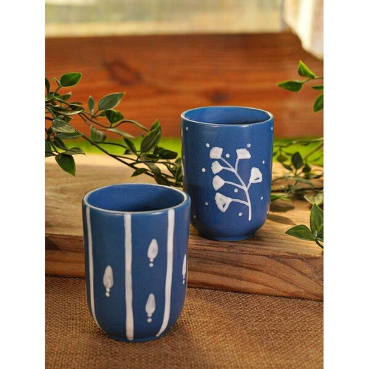 Buy Blue Hand Painted Stone Cup