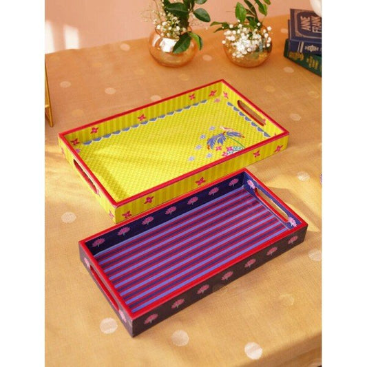 Buy Blue MDF Printed Tray/Platter