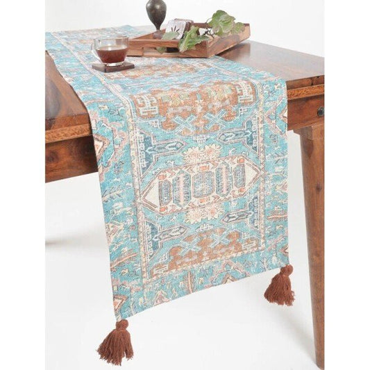 Buy Blue Printed Cotton Printed Rectangle Table Runner