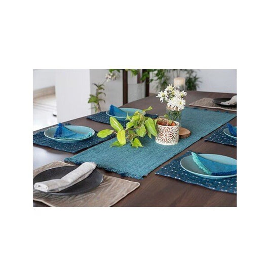 Buy Blue Viscose Printed Rectangle Table Runner