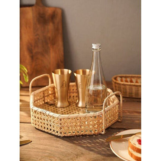Buy Brown Cane Table Top Tray/Platter