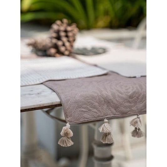 Buy Brown Cotton Embroidered Rectangle Table Runner