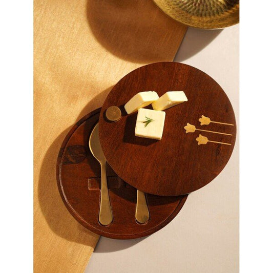 Buy Brown Mango Wood And Stainless Steel Cheese Boards
