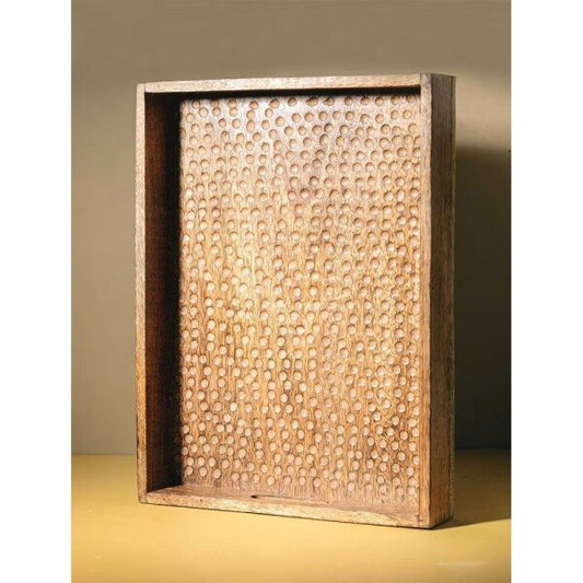 Buy Brown Mango Wood Carved Tray/Platter