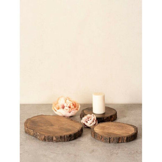 Buy Brown Mango Wood Printed Coaster & Trivet