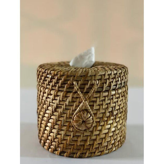 Buy Brown Rattan Solid Tissue Box