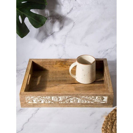 Buy Brown Wood Engraved Tray/Platter