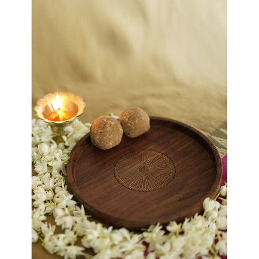 Buy Brown Wood Round Serveware Plates