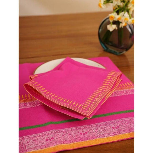 Buy Pink Cotton Printed Table Napkins