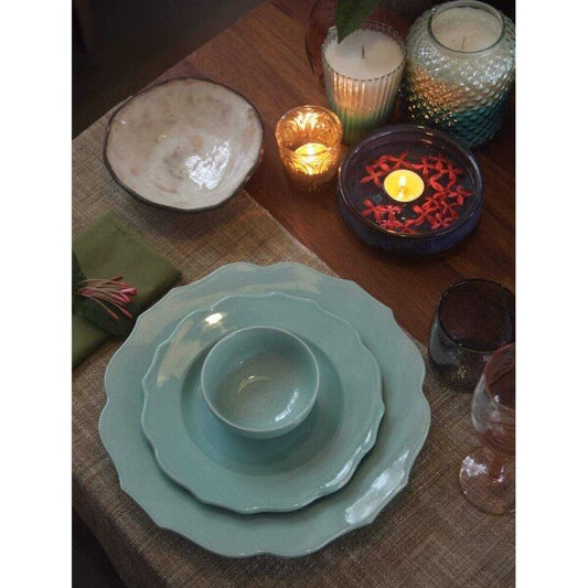 Buy Pista Green Ceramic Round Hand Crafted Serveware Plates