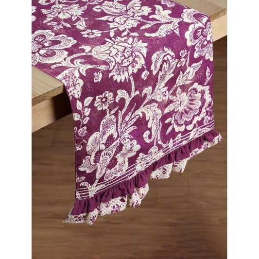 Buy Red Cotton Printed Rectangle Table Runner