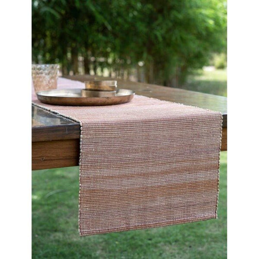 Buy Red Hand Crafted Banana Fibre Solid Table Runner