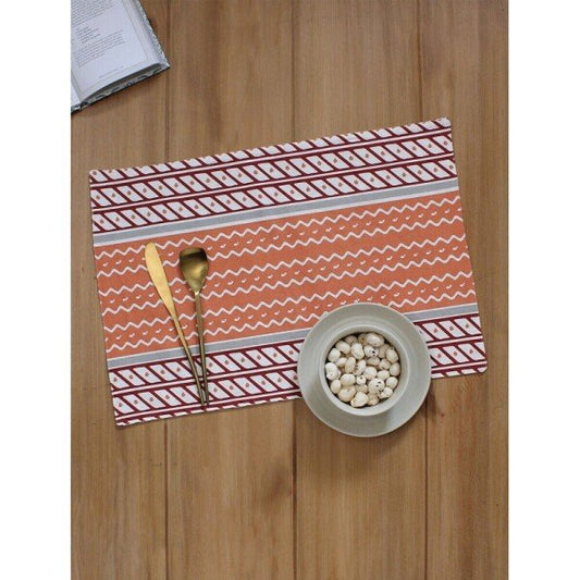 Buy Red Rectangle Cotton Solid Mats