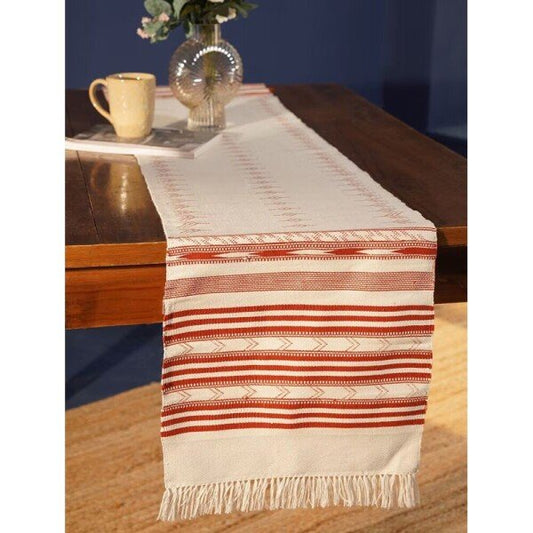 Buy RUST ORANGE Hand Crafted Cotton Solid Rectangle Table Runner
