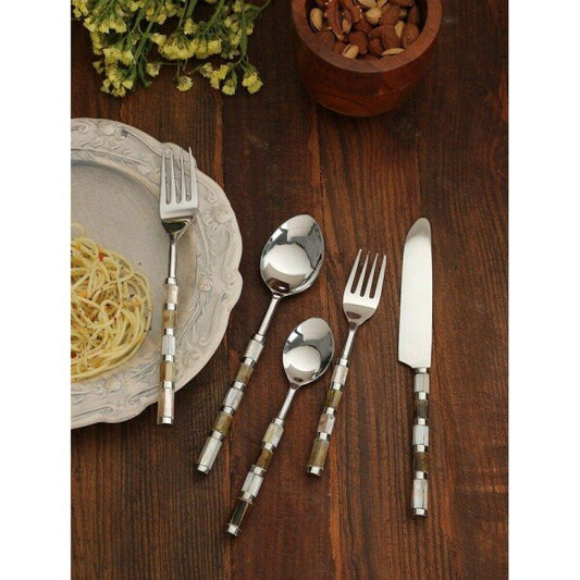 Buy Silver Carved Stainless Steel Cutlery