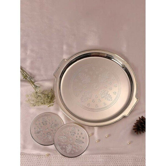 Buy Silver Hand Crafted Brass Tray/Platter