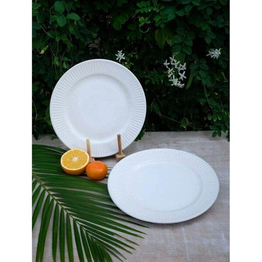 Buy White Ceramic Round Hand Crafted Serveware Plates