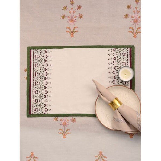 Buy White Rectangle Cotton Block Print Mats
