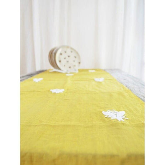 Buy Yellow Cotton Embroidered Rectangle Table Runner