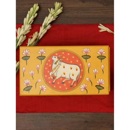 Buy Yellow Wood Printed 2 Tier Serving Tray